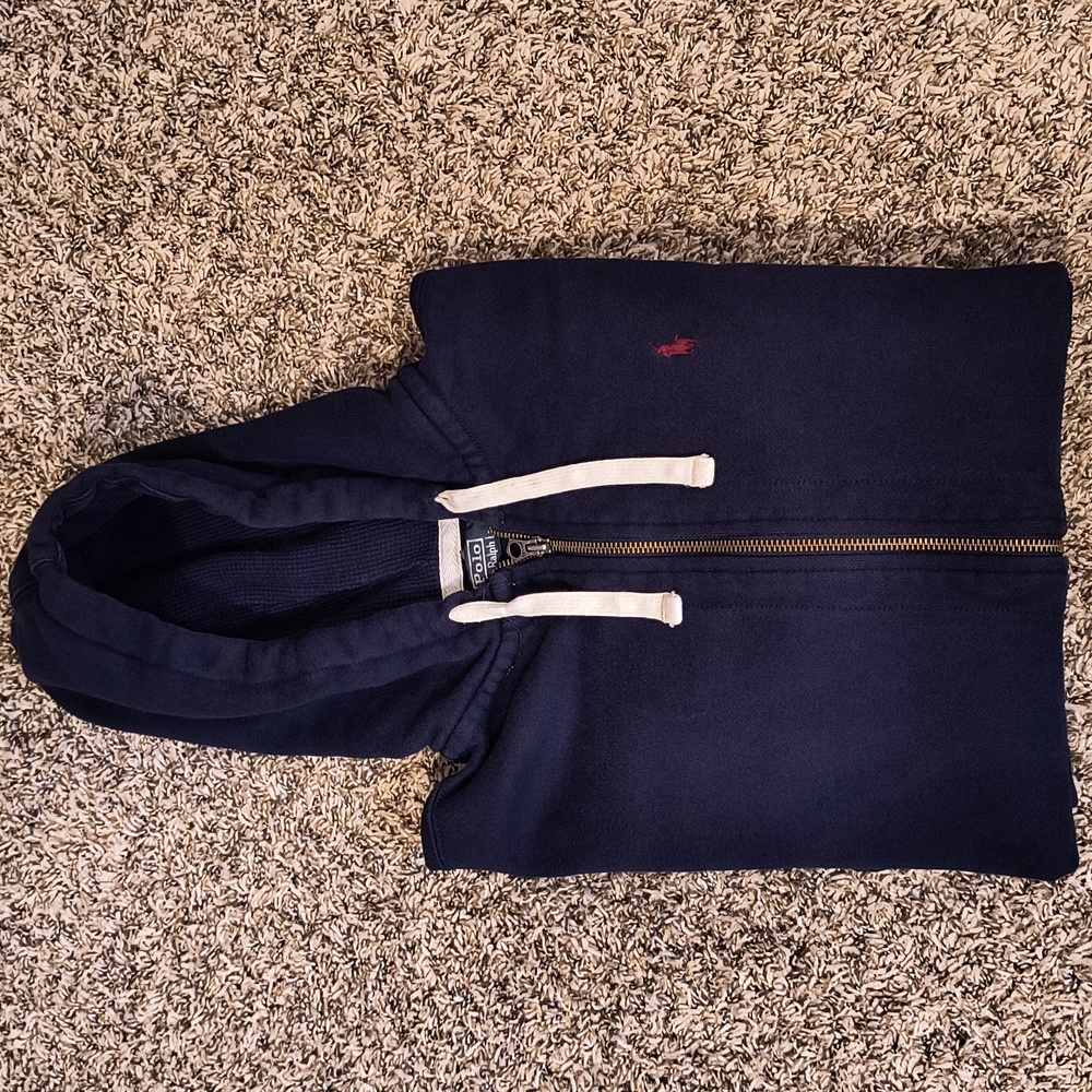 Polo Ralph Lauren Navy Hoodie with Red Logo - Picture 3 of 5